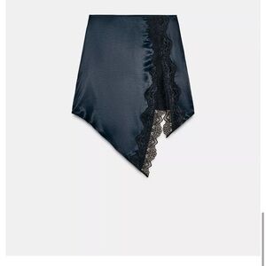Zara COMBINATION SATIN MINI SKIRT WITH LACE